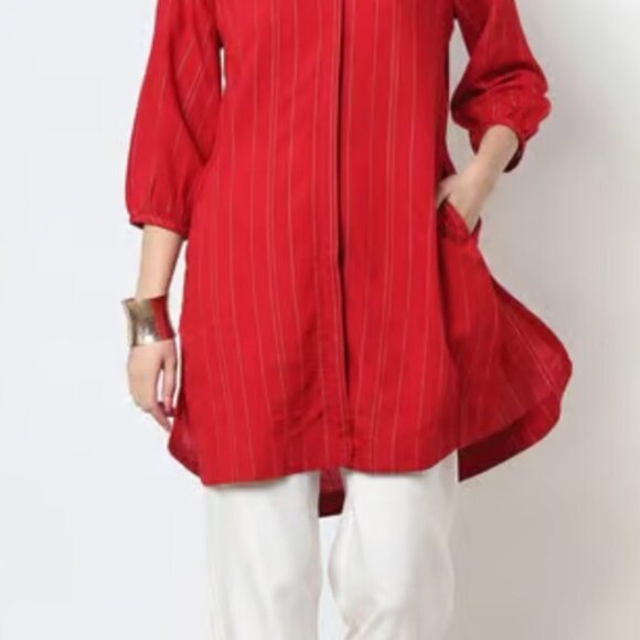 Marigold Lane Red Striped Womens Kurta Size XS - Picture 1 of 8